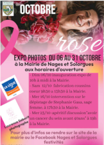 Octobre Rose : C'est aussi à Nages et Solorgues du 6 au 31 octobre 