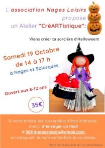 Atelier CréARTistique aux 6-12 ans 'viens créer ta sorcière' 