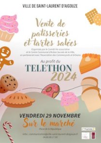 Téléthon - Vente de pâtisseries et tartes salées sur le marché - 29 novembre 