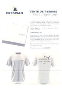 Vente de T-Shirts de la fête votive 2024 de Crespian