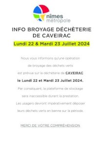 NM - INFO BROYAGE DÉCHÈTERIE DE CAVEIRAC - 22 & 23 JUILLET 2024