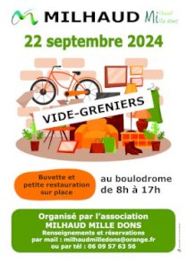 MILHAUD MILLE DONS : VIDE GRENIER