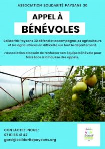 SOLIDARITÉ PAYSANS 30 : APPEL À BÉNÉVOLES