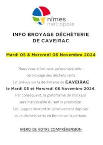 NM - INFO BROYAGE DÉCHÈTERIE DE CAVEIRAC - 05 & 06 NOVEMBRE 2024