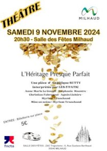 THÉÂTRE : L'HÉRITAGE PRESQUE PARFAIT - SAMEDI 9 NOVEMBRE - 20H30