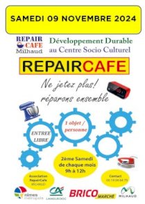 REPAIR'CAFÉ : SAMEDI 09 NOVEMBRE 2024