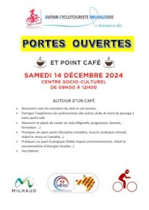 AVENIR CYCLOTOURISTE MILHAUDOIS : PORTES OUVERTES & POINT CAFÉ - 14 DÉCEMBRE 2024