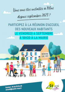 Participez à la réunion d'accueil des nouveaux habitants le vendredi 6 septembre en mairie à 18h30