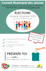  Réunion d'information comité municipal des jeunes en mairie le mercredi 27 novembre 2024 à 17h30