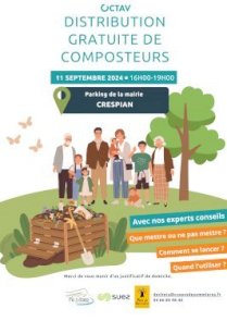 DISTRIBUTION GRATUITE DE COMPOSTEURS 11 SEPTEMBRE A CRESPIAN