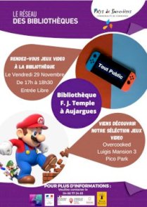 Rendez-vous Jeux Vidéo à la bibliothèque d'Aujargues