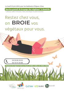 Service gratuit de Broyage des végétaux à domicile sur Aigues-Vives le 24 juin