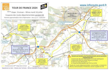 Tour de France le 16/07 : Fermeture exceptionnelle des routes et des déchetteries (Vestric et Vergèze)