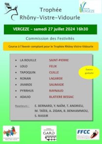 Trophée taurin Rhôny - Vistre - Vidourle : Course à Vergèze le samedi 27  juillet à 16h30