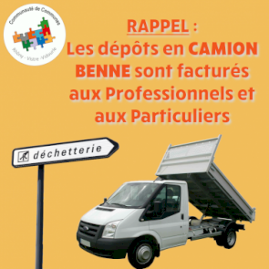 ENVIRONNEMENT : Rappel au sujet des dépôts en camion-benne dans les déchetteries