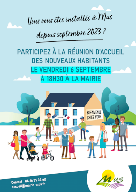 Participez à la réunion d'accueil des nouveaux habitants le vendredi 6 septembre en mairie à 18h30 (1/1)