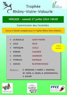 Trophée taurin Rhôny - Vistre - Vidourle : Course à Vergèze le samedi 27  juillet à 16h30 (1/2)